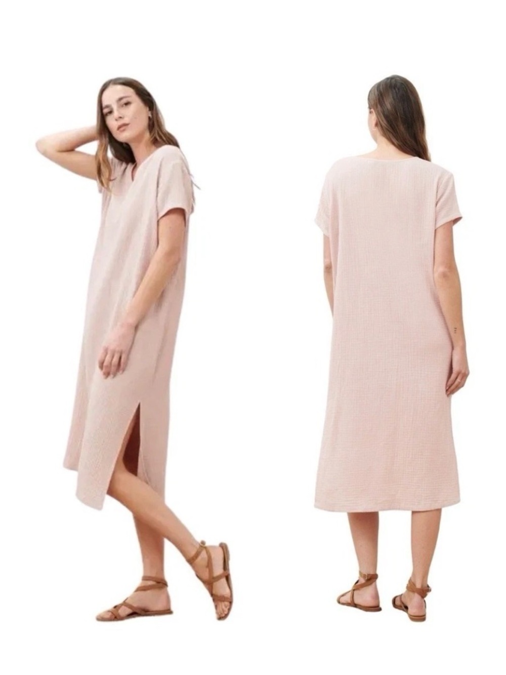 Jenni Kayne Soft Blush Pink Short-Sleeve Maxi Dress Size S